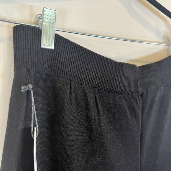 Dex Clothing NWT Black Ribbed Wide Leg Hi Rise Cropped Pants Heavy Knit Black L - Picture 8 of 11
